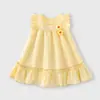 Vestido Infantil Vestido de Menina Vestido de Bebê Menina com Manga Flare Vestido de Princesa 2026 Verão Novo Comércio Exterior Amarelo