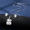 Traje de collar y pendientes de acero inoxidable nuevo europeo y americano para mujer pendientes sudamericanos cadena para la clavícula oso conjunto de dos piezas accesorios