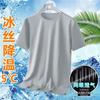 Camiseta de Malla de Manga Corta para Hombre Verano Seda de Hielo Secado Rápido Nuevo Estilo Coreano Holgada Estampada Cuello Redondo Tendencia de Moda Ins