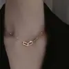 Colar Ins Duplo Quadrado Estilo Coreano para Mulheres, Pingente Retangular Geométrico de Nicho Cravejado com Diamantes, Colar Longo Simples e Elegante Costurado