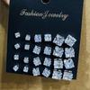 Europa y Estados Unidos temperamento simple comercio exterior Amazon AliExpress aretes de circonita con garra aretes aretes traje de 12 aretes de diamantes