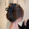 Hepburn Style Black Double-sided Bow Grab Clip Mulheres Grande High-end Sense Hairpin Disc Hair Back Head Shark Clip Headwear