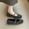 Primer Encuentro Temporada Strass Francés Felpa Cálido Zapatos Mary Jane con Tacón Interno Aumentador Otoño Invierno Nuevos Zapatos Planos Estilo Pequeño Aroma Mujer