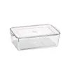 Caja transparente con tapa para conservar la frescura tipo tabla de madera, plástico PET con drenaje, caja de almacenamiento de cocina portátil, caja de almacenamiento para dumplings y verduras