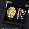 Transfronterizo temu artículo más vendido traje de reloj de 4 piezas moda masculina reloj de cuarzo con manecillas