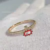 Anillo clásico doble T marca T, bañado en oro rosa de 18 quilates, anillo completo de diamantes, anillo apilable de lujo ligero T1 con medio diamante, líder en el mercado