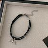 Pulsera de Cordón de Cuero con Cruz Oscura para Mujer Viento Frío Dulce Cool Chica Picante Ángel Amor Chica Cool Accesorios Dulces y Hot para Mujer