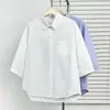 200 jin MM gorda verão novo simples para ir ao trabalho manga três quartos camisa tamanho grande versátil camisa top casual 9866