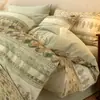 Juego de ropa de cama de cuatro piezas de algodón, estilo bohemio, funda de edredón de algodón puro cepillado vintage, juego de ropa de cama de tres piezas cálida