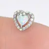1 100 aço inoxidável Bola de brinco de Opala 1,2x 6mm Coração de Opala cravejado de diamante Joia para piercing de brinco