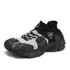 Zapatos de calcetín de punto transpirables de color block retro para hombre, Nuevos zapatos deportivos casuales de suela gruesa, modernos y únicos para primavera y otoño