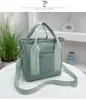 Bolsa Tote de Ombro Transversal em Lona Multicamadas Estilo Japonês, Grande Capacidade, Bolsa de Trabalho com Múltiplos Compartimentos, Pequena Bolsa de Mão para Mulheres