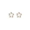 Nalan Plata s925 Aretes Simples Perla Sintética Coreana Calado Aretes de Florete de Cinco Cuentas M00417