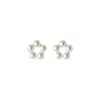 Ailoqi s925 Prata Simples Brincos Coreano Pérola Sintética Oco Cinco Bead Brincos de Flor M00417