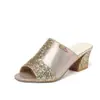 Sandalias para Mujer 2024 Verano Nuevo Estilo Punta Abierta Tacón Medio Malla Tacón Grueso Lentejuela Casual Talla Grande Sandalias Directo del Fabricante