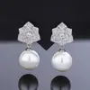 Brincos de camélia estilo coreano retrô novo banhados a cobre e ouro com pérola para mulheres 12mm 2023