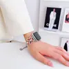 Pulseira de Metal com Corrente de Borboleta de Pérola para Pulseira de Apple Watch s7/8 Geração iwatch654SE2 Pulseira Feminina