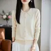 Cárdigan de punto en capas estilo francés con cuello de muñeca de encaje para mujer, para ir al trabajo, con bloques de color, rejuvenecedor, adelgazante, suéter versátil para usar como prenda exterior