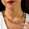 Joyería de Estilo Europeo y Americano, Collar Exagerado de Cadena Gruesa Punk Hip-Hop, Collar Corto de Cadena Metálica Simple y Único