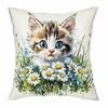 Funda de Almohada Transfronteriza de Amazon con Estampado de Gato y Floral Almohada para el Hogar Decorativa para Dormitorio Sala de Estar Sofá