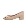 Zapatos de mujer con lazo retro francés, de una sola capa, punta cuadrada, tacón grueso, boca baja, combinables, de larga duración y que no cansan los pies, sin cordones.