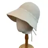 Chapéu de Pescador Retrô Japonês para Mulheres, Primavera e Verão, Versátil, Respirável, Emagrecimento Facial, com Tiras de Amarração, Chapéu de Sol com Fenda Traseira, Chapéu Loli