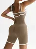 Mono de alta elasticidad sin costuras transfronterizo para mujer, Mono de yoga moldeador de cintura y abdomen, Tirantes dobles, Traje de fitness hueco