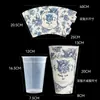 Papel de Envoltura para Ramo de Flores de Papel con Forma de Taza de Helado y Té con Leche Estilo Retro Francés Shangjin Suministros para Tienda de Flores Florales DIY