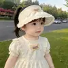 Sombrero de Algodón Puro para Bebé Niña Verano con Encaje y Moño Visera Elegante Sombrero de Sol para Bebés Niñas