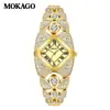 Reloj de Cuarzo MOKAGO de Lujo con Diamantes Completos, Reloj Delgado Vintage de Alta Gama Resistente al Agua para Mujer, Creativo Reloj Pulsera con Forma de Diamante