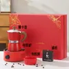 Juego de Regalo Cafetera Italiana Moka Pot Conmemorativo de Año Nuevo Navidad Utensilio de Café Conveniente