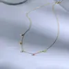 Colar Arco-Íris em Prata de Lei 925 para Mulheres Estilo K Ins Design de Nicho Colar Colorido com Zircônia Redonda Corrente para Clavícula Atacado