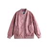 Otoño Nueva Marca de Moda Chaqueta de Cuero Rosa con Cuello de Béisbol Chaqueta Sencilla de Cuero PU para Hombre Moda Holgada para Pareja