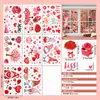 Gnomo del Día de San Valentín Flor de Rosa Taza de Regalo Decoración de Atmósfera Decorativa Pegatina Electrostática para Puerta y Ventana de Vidrio