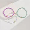 Joyería transfronteriza europea y americana tobillera de cuentas de arroz de amor pequeño de verano pulsera simple creativa conjunto de tres piezas tendencia de playa multiusos