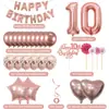 Set de Globos Oro Rosa para 10 11 12 Años Banderín de Letras 3D Conjunto Combinado de Atmósfera para Cumpleaños de Niñas
