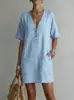 2026 Estación Independiente Transfronteriza de Verano Europea y Americana Amazon Nueva Ropa de Mujer Vestido Casual Cómodo con Bolsillo de Botones Mujer