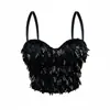 Corsé de espina de pez con flecos transfronterizos, camisola corta de malla, top sexy strapless de estilo europeo y americano con adornos de cuentas, atuendo de fiesta