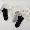 Meias de Algodão Femininas da Moda Estilo College Preto e Branco Meias de Listras Doces Barco de Amor de Verão para Crianças