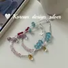 Moderna pulsera de mano estilo coreano S925 plata de ley cristal gota de agua morado y amarillo cristal azul y rosa pulsera de cuentas de plata versátil