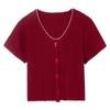 Verano Dulce Miel Verano Nuevo Suéter Tejido Camiseta Manga Corta para Mujer Diseño Slim Corto Dulce para Mujer Nicho