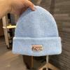 Gorro de punto rojo estilo americano Banlicat para vino blanco para mujer, doble capa, cálido para el frío, esquí, cabeza grande, lana, invierno