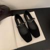 Zapatos Planos Retro de Punta Cuadrada y Boca Baja para Mujer Primavera y Otoño Nuevos Zapatos de Frijol de Pana Zapatos Planos para Mujer Casual Hada Zapatos Mary Jane