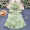 Vestido estilo fada feminino outono nova chegada estilo francês estilo ombro de fora pescoço pendurado manga lanterna cintura emagrecimento vestido de malha