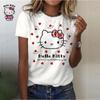 Camiseta de manga corta de verano para mujer con estampado 3D de Hello Kitty, versátil y moderna, para adelgazar en ropa exterior infantil DIY