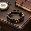 Joyería Más Vendida Transfronteriza: Pulsera de Ojo de Tigre Negro Obsidiana para Mujer, Pulsera Tejida con Cuentas, Pulsera de Joyería de Piedra Biliar Negra para Hombre