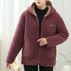 Chamarra Casual con Forro de Felpa y Capucha para Mujer Otoño e Invierno de Mamá, Abrigo de Algodón Grueso para Mujer Talla Grande