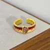 Caja Misteriosa en Vivo Oro Vintage Retro Anillo Abierto Completamente de Diamantes Circonita Esmalte Gota de Aceite Anillo Personalizado