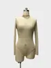Macacão sexy transparente de malha costurada com mangas compridas europeu e americano, shorts femininos, performance de dança, boate, peça única sexy