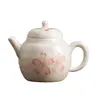 Tetera de cerámica con flor de cerezo pintada a mano, juego de té Kung Fu, tetera individual para uso doméstico, cafetera de té fresca y sencilla